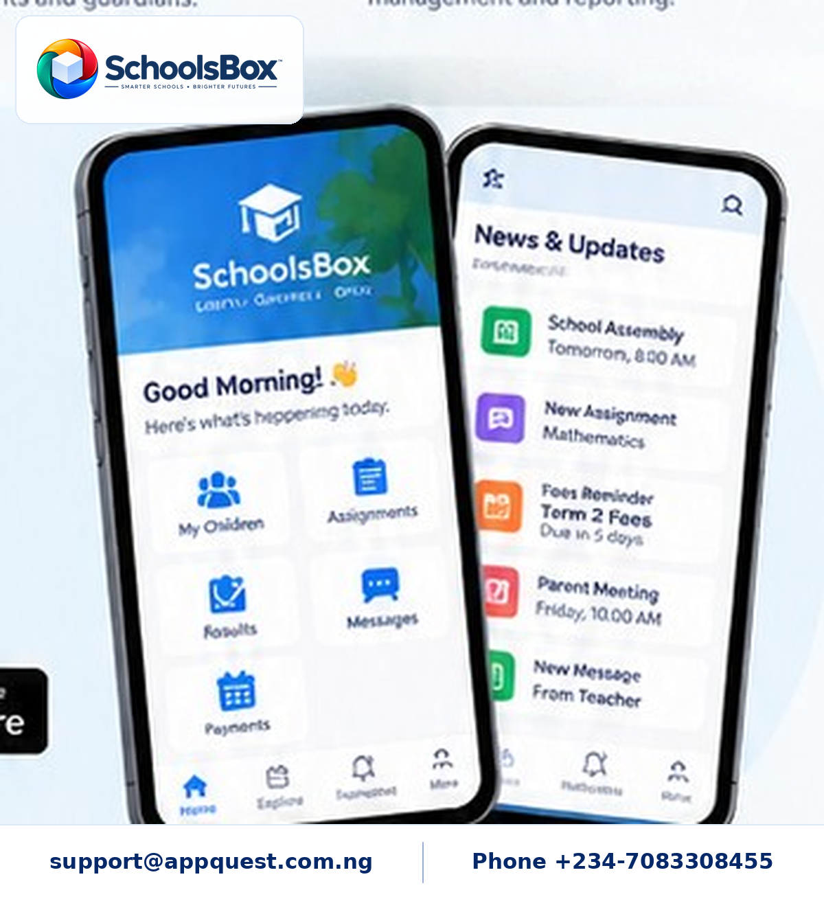 SchoolsBox mobile app interface